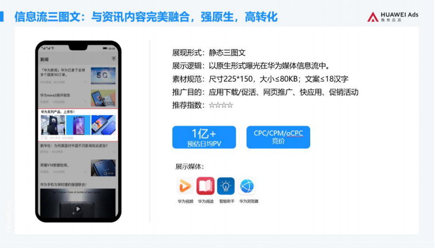 华为信息流广告三图文：与资讯内容完美融合，强原生，高转化